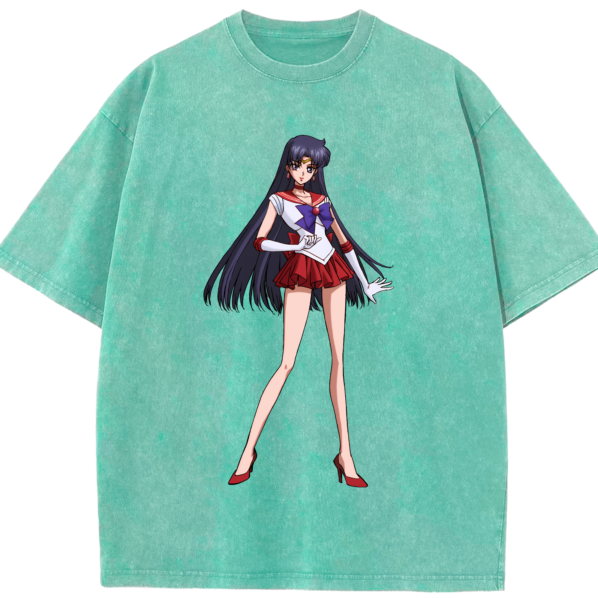 （画像用） 美少女戦士セーラームーン 火野レイ ひの レイ Sailor Moon Hino Rei （セーラーマーズ,Sailor Mars） 綿100% ヴィンテージ風 半袖Tシャツ（フロントプリント）
